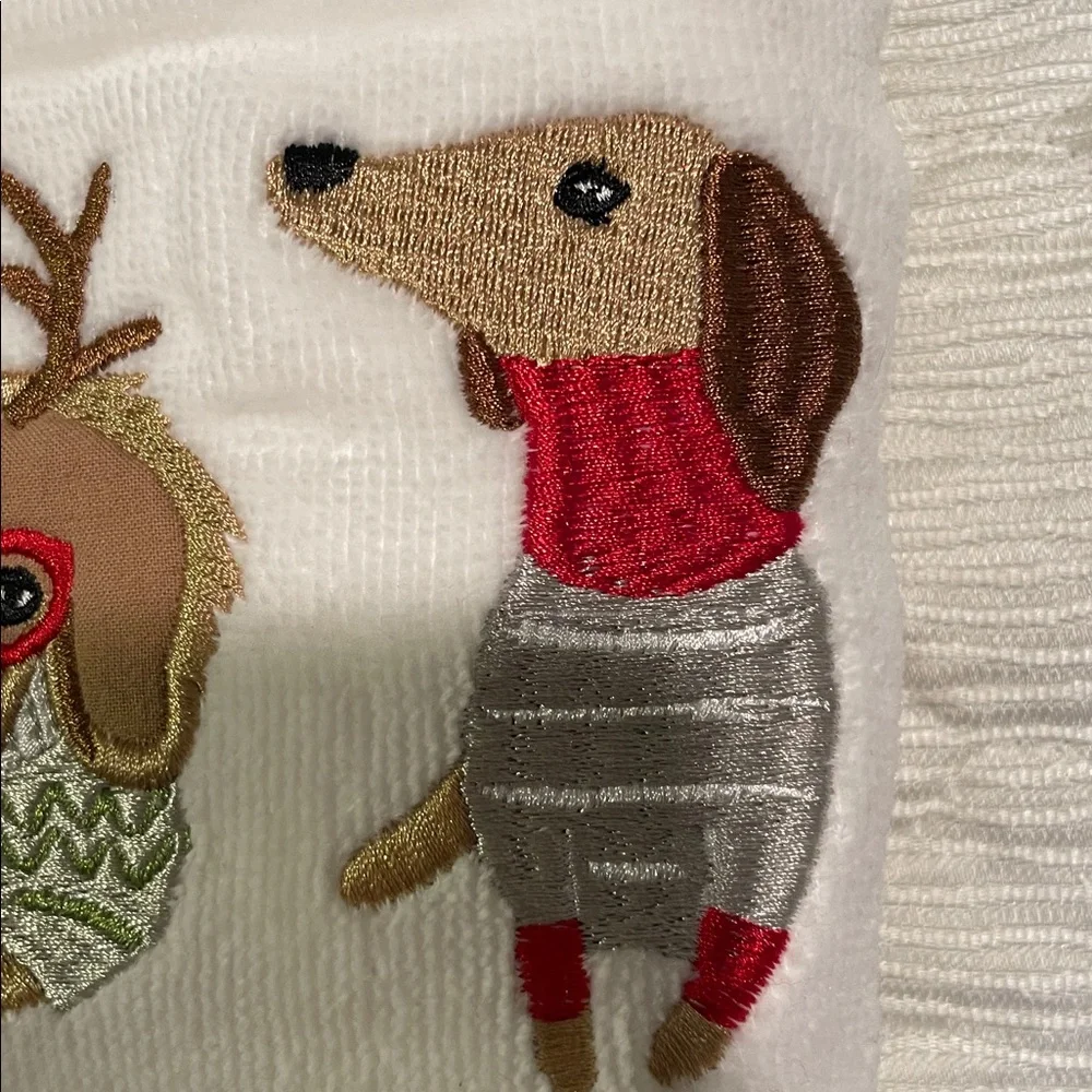 Jingles & Joy dachshund holiday Seasonal Hand Towels